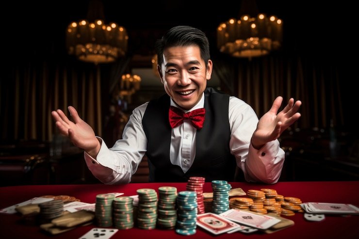Antarmuka aplikasi rajanagatoto di smartphone menampilkan meja baccarat dengan tombol taruhan